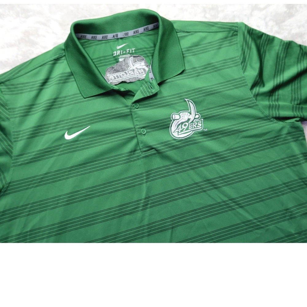 Nike Dri Fit Charlotte‎ 49ers Green Striped Mens Polo Shirt Golf Casual XL